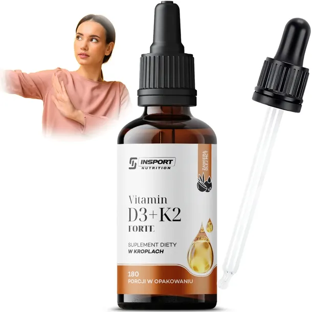 WITAMINA D3+K2 Mk7 Krople FORTE 30ml ODPORNOŚĆ KOŚCI ZEBY | INSPORT