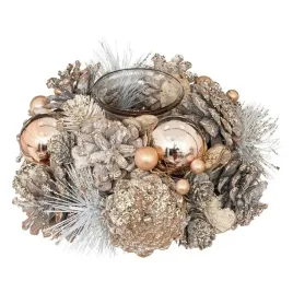 swiecznik-swiateczny-z-szyszek-i-bombek-zloty-stroik-na-swieta-9x19-cm