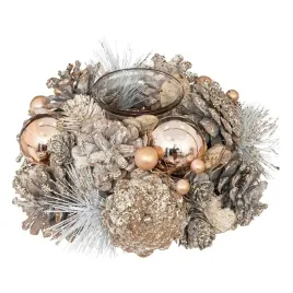 swiecznik-swiateczny-z-szyszek-i-bombek-zloty-stroik-na-swieta-9x19-cm