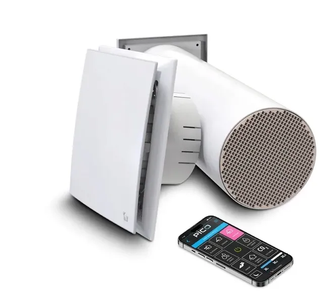Rekuperator ścienny PICO ULTRA+ czujnik wilgociCO2 WiFi 128mm pilot 45 m3/h
