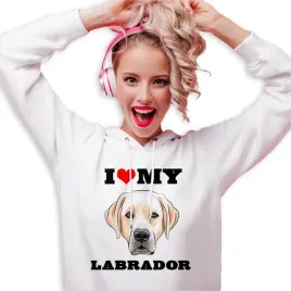 bluza-damska-biala-kaptur-dla-milosnika-psow-i-love-my-labrador-wzory-s
