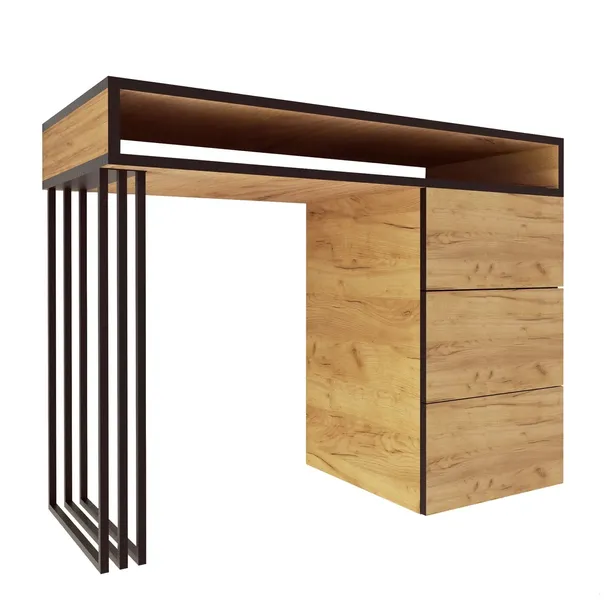 BIURKO LOFT WOLNOSTOJĄCE SYSTEM KLARA STYL INDUSTRIALNY NOGA METAL CZARNY