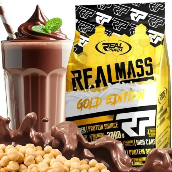 GAINER białko węglowodany Real Pharm Real Mass białko 3kg Czekolada-Orzech