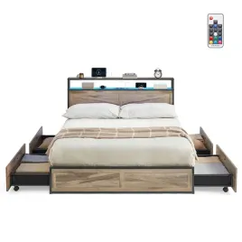 lozko-140x200-metalowa-rama-z-szufladami-bezowe-z-polka-listwa-led-usb-loft