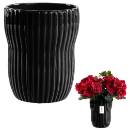 oslonka-doniczka-wazon-ceramiczna-zlobiona-o13cm-h16cm-czarny-polysk-styl