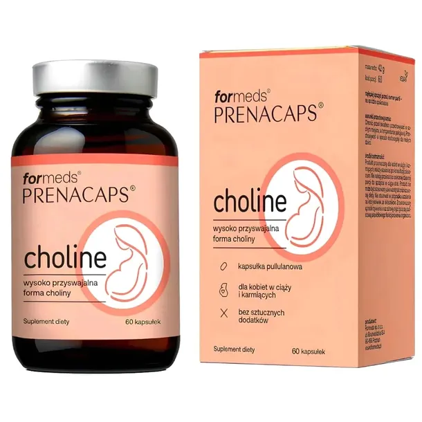 ForMeds PRENACAPS Cholina 250 mg 60 kaps. CIĄŻA CHOLINE metabolizm WĄTROBA