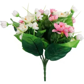 bukiet-drobnych-dalii-z-liscmi-42cm-rozowo-bialy