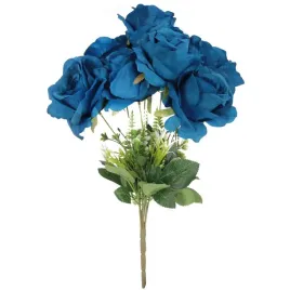 sztuczne-roze-do-wazonu-bukiet-7-roz-z-dodatkami-46cm-kolor-niebieski