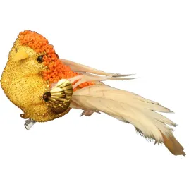 ptaszek-na-klamerce-zloto-pomaranczowy-17cm