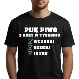 koszulka-meska-t-shirt-czarny-na-prezent-piwo-3-razy-w-tygodniu-wzory-l