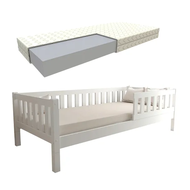 ŁÓŻKO MONTESSORI DZIECIĘCE LULU PLUS 90X200 BIAŁE + MATERAC STELAŻ GRATIS