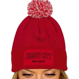 czapka-pompon-bawelniana-zimowa-czerwona-jersey-city-miasta-usa-wzory