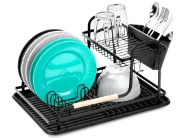 ociekacz-duza-suszarka-naczynia-talerze-sztucce-2-pietrowa-poziomowa-czarna