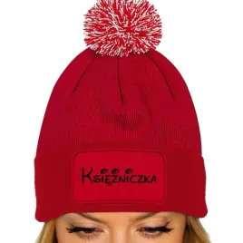 czapka-pompon-jesienna-bawelniana-zimowa-czerwona-na-prezent-ksiezniczka