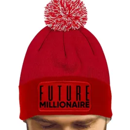 czapka-pompon-bawelna-zimowa-czerwona-future-millionaire-motywacyjne-wzory