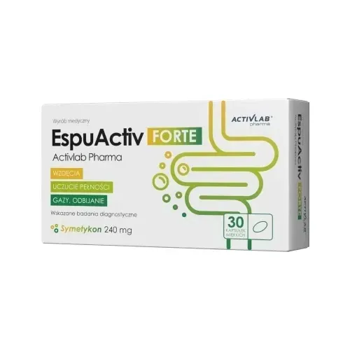 EspuActiv FORTE Symetykon 240 mg wzdęcia uczucie pełności gazy 30 kapsułek