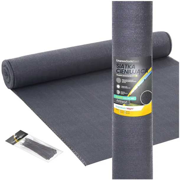 SIATKA CIENIUJĄCA 1,2x10m GRAFIT 90% MASKUJĄCA OSŁONA NA OGRODZENIE PŁOT UV