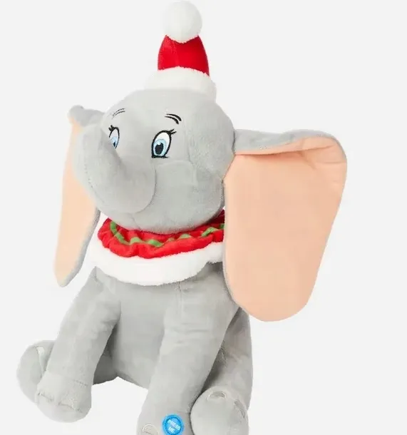 maskotka-disney-slon-dumbo-siedziacy-z-dzwiekami-w-swiatecznej-czapce-30cm-stan-nowy-certyfikaty-opinie-atesty-ce