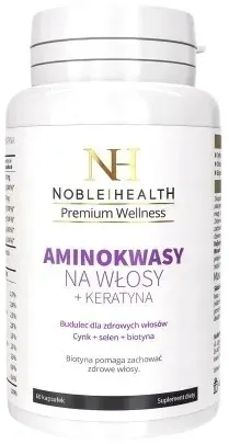 Aminokwasy na włosy + keratyna 60 kaps. Cynk Zdrowa skóra Noble Health