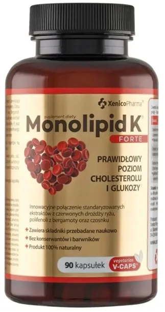 Monolipid K Forte, 90 kaps. Xenico Prawidłowy poziom cholesterolu Serce
