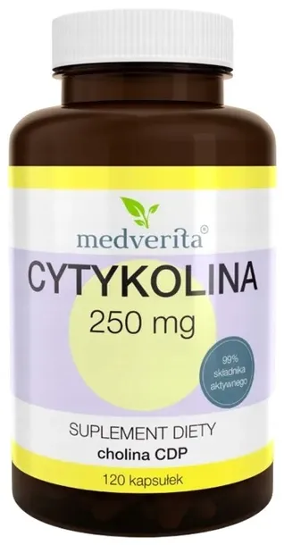 Medverita Cytykolina 250 mg 120 kapsułek Metabolizm tłuszczy Układ nerwowy