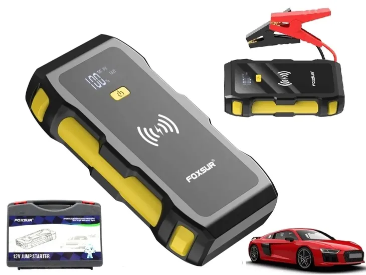 Mocny Jump Starter BOOSTER Rozruch PowerBank Ładowarka QI 39800 mAh 1200 A