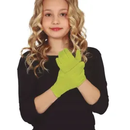 rekawiczki-dzieciece-zielony-limonkowa-zielen-aksamitne-krotkie-17cm