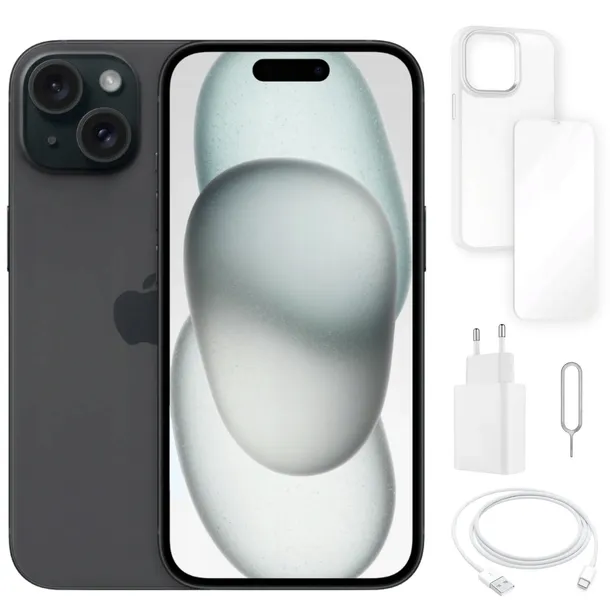 APPLE IPHONE 15 128 GB | STAN A+ | GRATISY | BLACK / CZARNY | SIM + eSIM