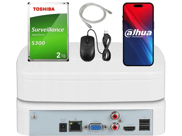 REJESTRATOR IP DAHUA NVR2104-4KS3 APLIKACJA DMSS DO KAMER IP + Dysk 2TB