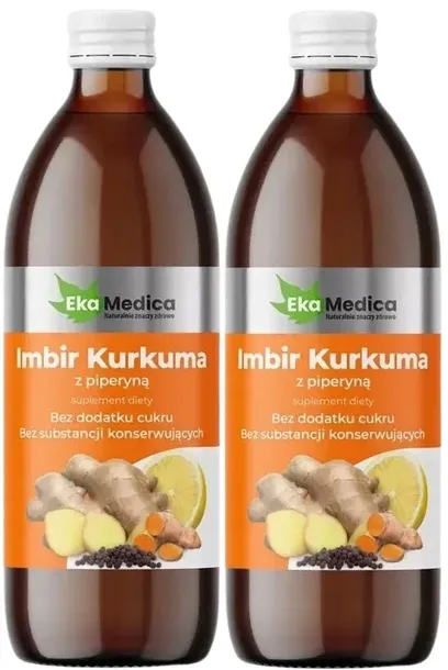 2 sztuki Sok Imbir kurkuma i piperyna 500 ml Odchudzanie Wątroba EkaMedica
