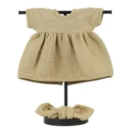 muslinowa-sukienka-i-opaska-cappuccino-dla-lalki-miniland-38-cm