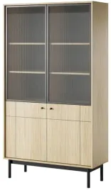 witryna-wysoka-tokyo-185-dab-linea-regal-z-szklem-polki-drzwi-styl-japandi
