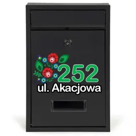 czarna-skrzynka-pocztowa-adres-ulica-kwiaty-lowickie-personalizowany-wzor