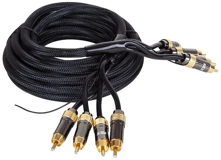 KICX RCA 04 Przewód Kabel Sygnałowy 4x Cinch RCA 3x Ekranowane OFC 5m Rem