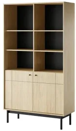 regal-wysoki-tokyo-185-cm-dab-linea-z-polkami-i-drzwiami-styl-japandi
