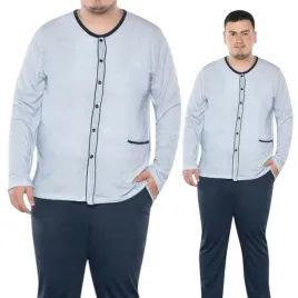 pizama-meska-rozpinana-5xl-morella-bawelna-dlugi-rekaw-niebieska-kieszenie