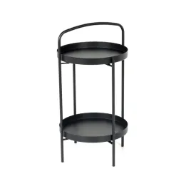 czarny-stolik-kawowy-do-salonu-na-balkon-doppio-meven-okragly-z-polka-40x70