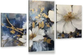 obraz-tryptyk-na-plotnie-kwiaty-flowers-beton-granat-nowoczesny-do-salonu