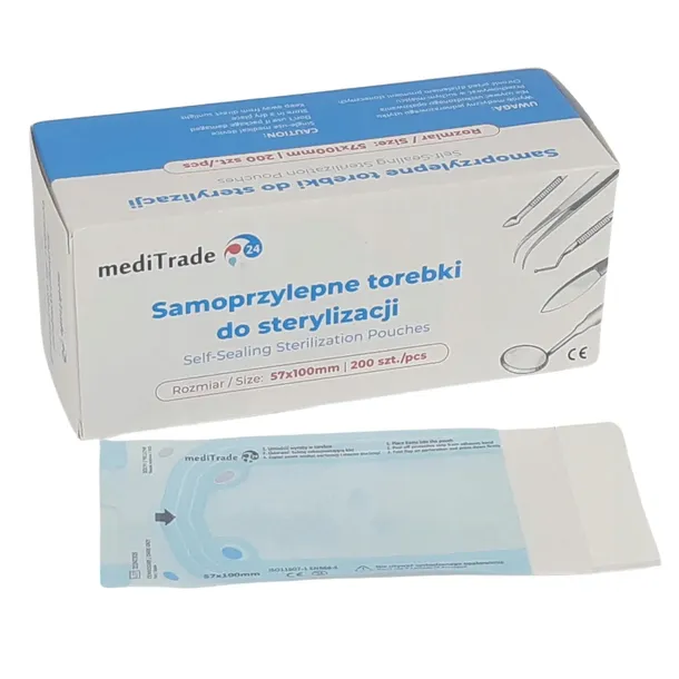 TOREBKI DO STERYLIZACJI papierowo-foliowe 5,7 x 10 cm 57 x 100 mm 200 szt.