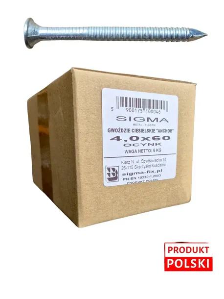 Gwoździe Ciesielskie Anchor 4x60 mm OCYNKOWANE 5kg