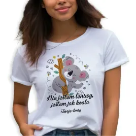 koszulka-damska-t-shirt-biala-prezent-nie-jestem-leniwy-koala-imie-wzory-m
