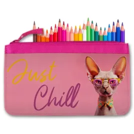 piornik-rozowy-saszetka-wyprawka-do-szkoly-prezent-just-chill-zabawne-wzory