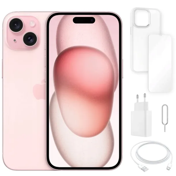 APPLE IPHONE 15 128 GB | STAN A+ | GRATISY | PINK / RÓŻOWY | SIM + eSIM