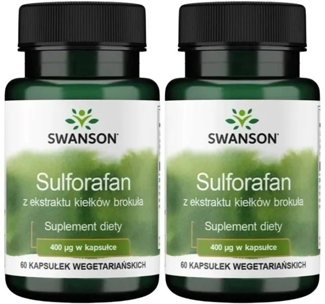 2 sztuki Swanson Sulforafan 60kaps Zwalcza bakterie Helicobacter pylori