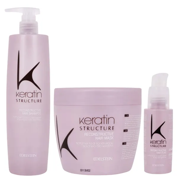 Keratin Structure Szampon + Maska + Fluid Zestaw Keratynowy Do Włosów DUŻY