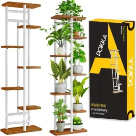 Zdjęcie produktu KWIETNIK METALOWY 7-POZIOMWY PIĘTROWY STOJAK NA DONICZKI KWIATY DREWNO 7P