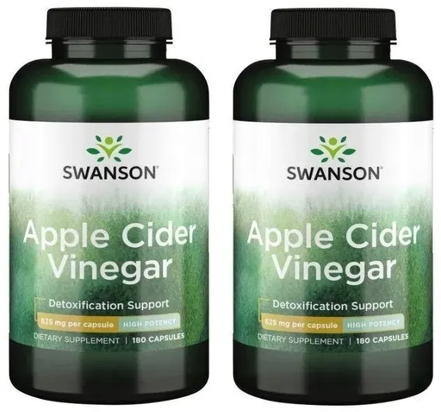 Zestaw 2 sztuki Swanson Apple Cider Vinegar - Ocet jabłkowy 625mg Detoks