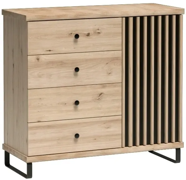 komoda-5-devon-dab-artisan-czarny-mat-stan-nowy