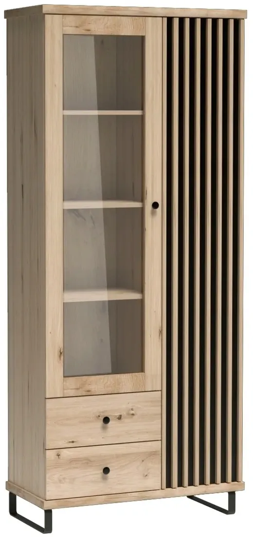 witryna-wysoka-2-devon-dab-artisan-czarny-mat-stan-nowy