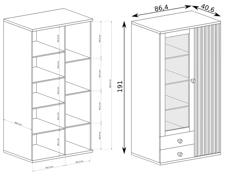 witryna-wysoka-2-devon-dab-artisan-czarny-mat-kolekcja-devon